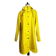 Factory Direct Sale  Long Style Yellow Waterproof Windbreaker PU Rain Jacket